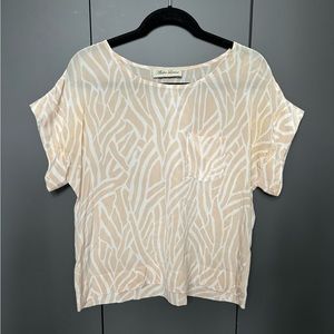 Alisha Levine 100% Silk Geometric Abstract Patterned Pocket Tee, Size Medium